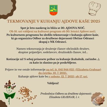 VABILO - TEKMOVANJE V KUHANJU AJDOVE KAŠE 2025