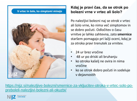 NIJZ - Smernice za vrnitev v šolo po bolezni
